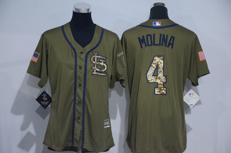 Womens 2017 MLB St. Louis Cardinals #4 Molina Green Salute to Service Stitched Baseball Jersey